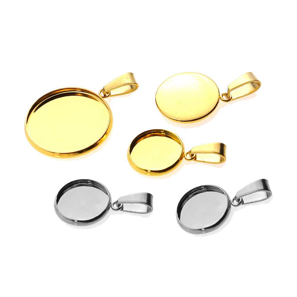 Resin Crafts Diy - 20Pcs Stainless Steel Round Pendant Trays