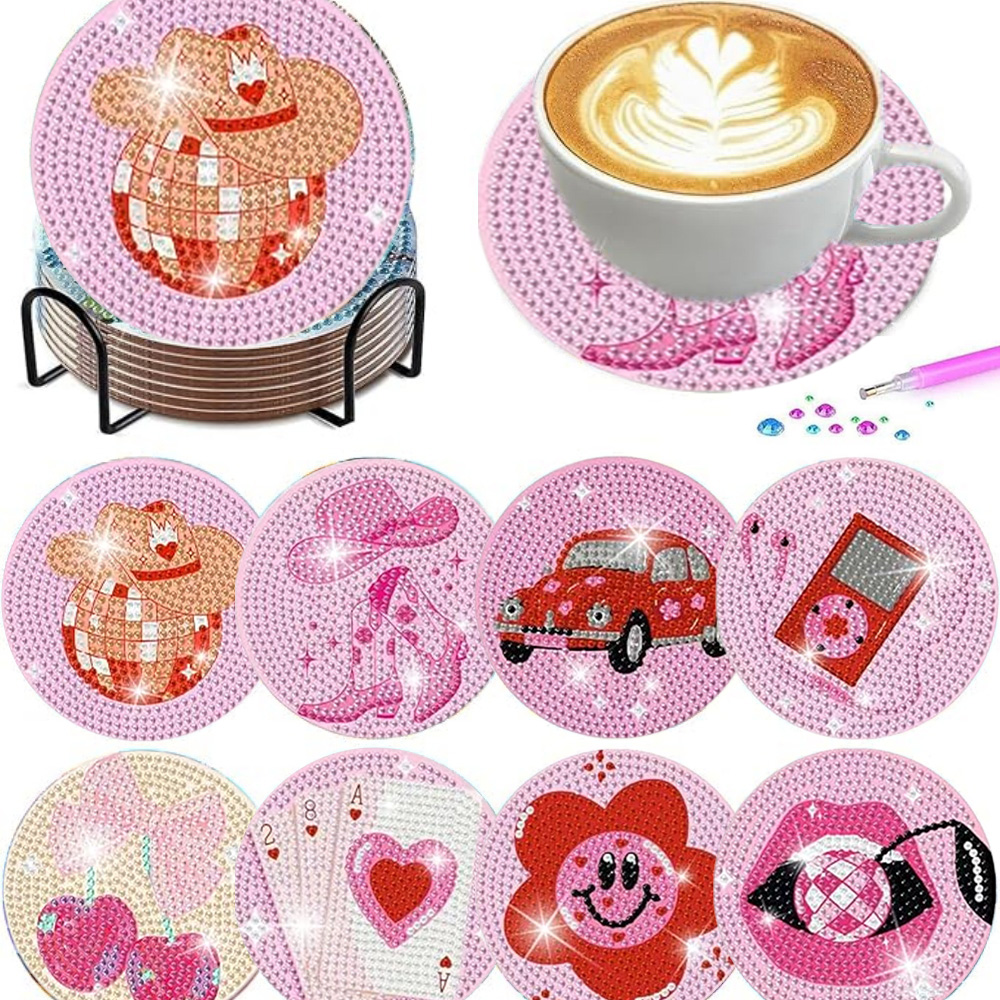 Resin Craft Kit - 8 Pieces/Set of Diamond Painting Coasters