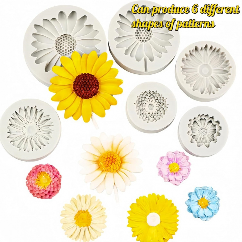 6 Pieces，Sunflower Daisy Silic - Resin Craft Ideas recension och pris